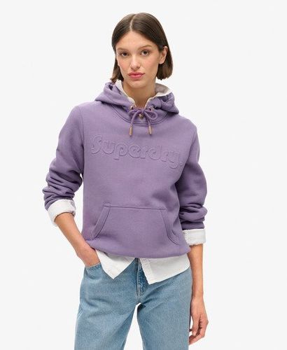 Women's Embossed Logo Hoodie Purple / Milled Grape Purple - Size: 16 - Superdry - Modalova