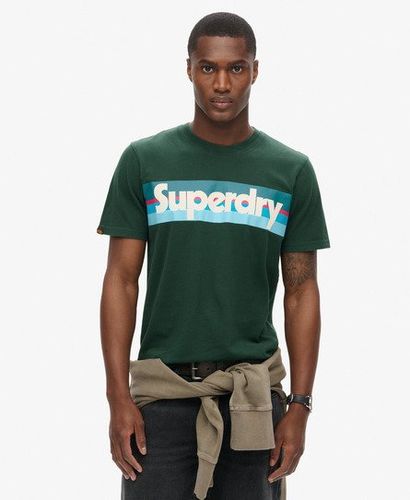 Men's Retro Stripe Logo Crew Neck T-Shirt, Green, Size: L - Superdry - Modalova