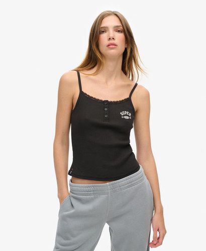 Women's Athletic Essentials Graphic Button Cami Black / Bison Black - Size: 10-12 - Superdry - Modalova