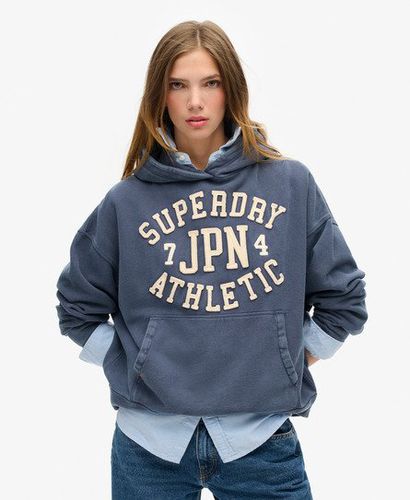Women's Athletic Essentials Applique Oversized Hoodie Navy / Mariner Navy - Size: 10 - Superdry - Modalova