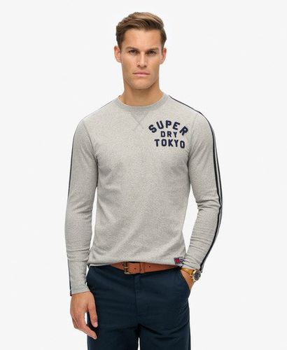 Men's Vintage Athletic Long Sleeve Striped Top Grey / Vintage Sweat Light Grey Marl - Size: Xxl - Superdry - Modalova