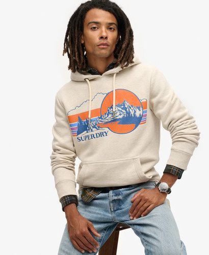 Men's Outdoor Graphic Stripe Hoodie Grey / Oatmeal Grey Marl - Size: M - Superdry - Modalova