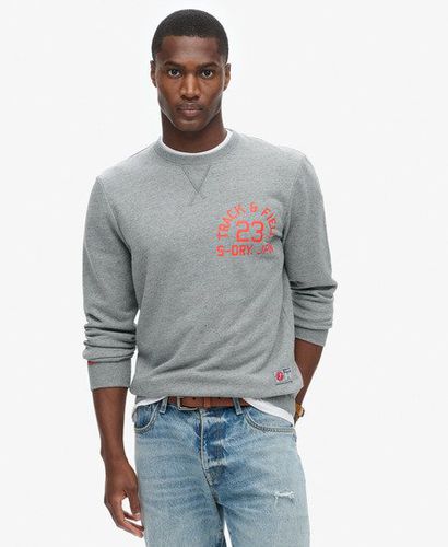 Men's Track & Field Graphic Crew Sweatshirt Light Grey / Flint Grey Grit - Size: L - Superdry - Modalova