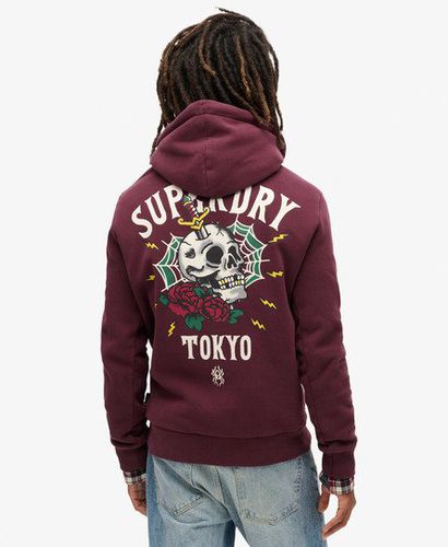 Men's Tattoo Back Graphic Loose Hoodie Purple / Fig Purple - Size: L - Superdry - Modalova