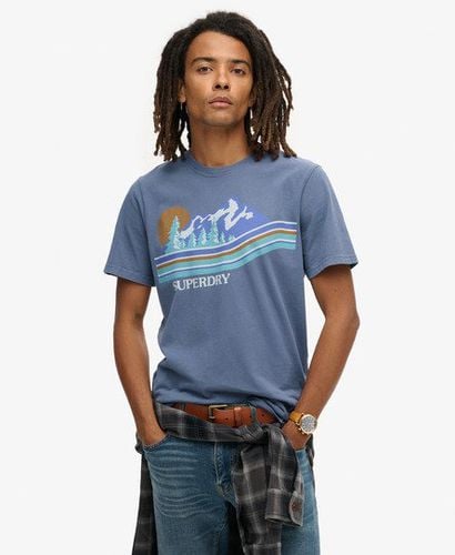 Men's Outdoor Graphic Stripe T Shirt Blue / Eventide Blue - Size: L - Superdry - Modalova