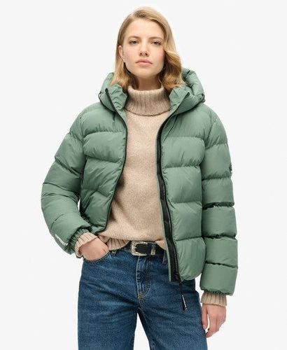 Women's Hooded Sports Puffer Jacket Green / Laurel Khaki - Size: 14 - Superdry - Modalova