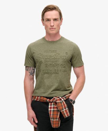 Men's Embossed Graphic T-Shirt Green / Hushed Olive Grit - Size: L - Superdry - Modalova