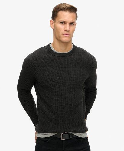 Men's Textured Crew Knitted Jumper Black / Raven Black Heather - Size: L - Superdry - Modalova