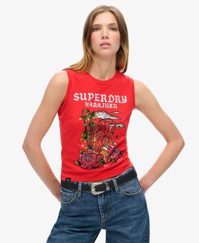 Damen Tattoo Tanktop mit Strassbesatz Grafikdruck, Größe: 36 - Superdry - Modalova