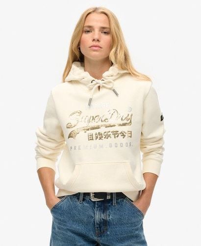 Women's Embellished Vintage Logo Graphic Hoodie Cream - Size: 12 - Superdry - Modalova