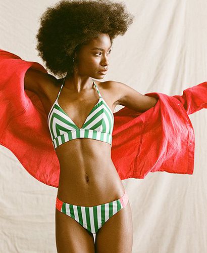 Women's Striped Cheeky Bikini Bottoms Green / Green Stripe - Size: 8 - Superdry - Modalova