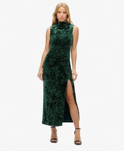 Women's Velvet Maxi Dress Green / Forest Green - Size: 14 - Superdry - Modalova