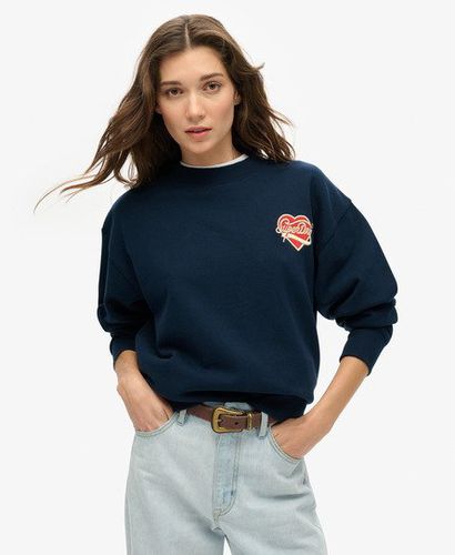 Women's Workwear Embroidered Loose Crew Jumper Navy / Richest Navy - Size: 14 - Superdry - Modalova