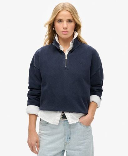 Women's Athletic Essentials Half Zip Sweatshirt Navy / Rich Navy - Size: 10 - Superdry - Modalova