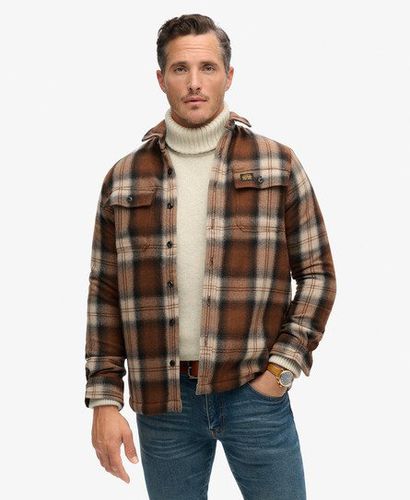 Men's Classic Check Wool Miller Overshirt, Brown, Size: M - Superdry - Modalova