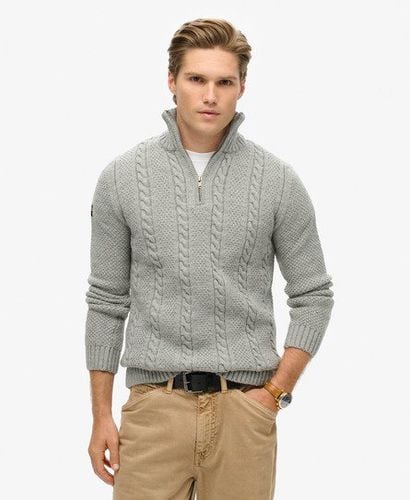 Men's Vintage Jacob Zopfstrickpullover mit Halblangem Reißverschluss - Größe: M - Superdry - Modalova