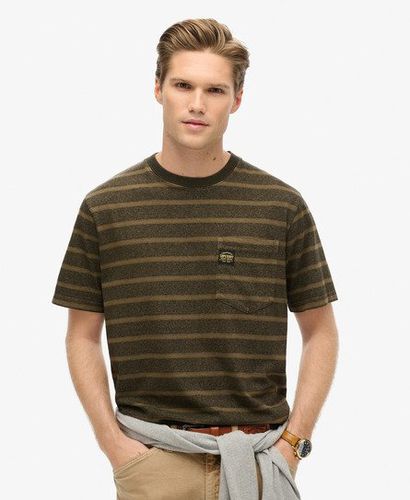 Men's Textured Stripe Pocket T-Shirt Green / Washed Beach Dark Green Stripe - Size: M - Superdry - Modalova