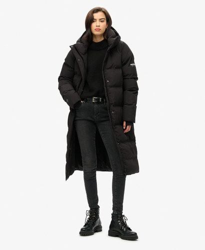 Women's Hooded Longline Puffer Coat Black - Size: 16 - Superdry - Modalova