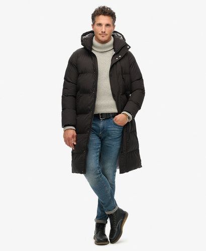 Men's Longline Hooded Puffer Coat Black - Size: L - Superdry - Modalova