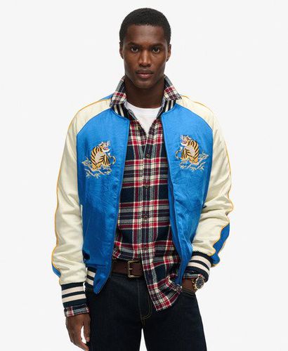 Mens Fully lined Embroidered Sukajan Bomber Jacket, Blue, Size: L - Superdry - Modalova