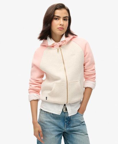 Ladies Slim Fit Embroidered Logo Essential Baseball Zip Hoodie, Pink and Cream, Size: 12 - Superdry - Modalova