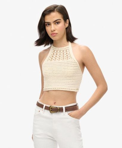 Women's Cropped Halter Crochet Top Cream / Buttercream - Size: 14 - Superdry - Modalova