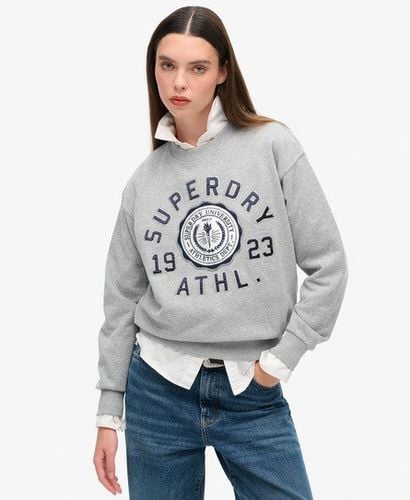 Women's College Script Loose Sweatshirt Grey / Ash Grey Marl - Size: 10 - Superdry - Modalova