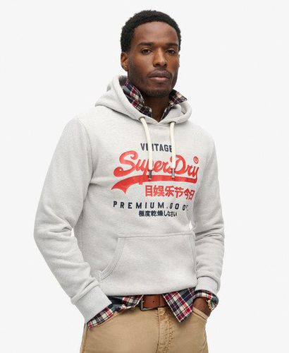 Men's Duo Vintage Logo Hoodie Light Grey / Glacier Grey Marl - Size: XL - Superdry - Modalova