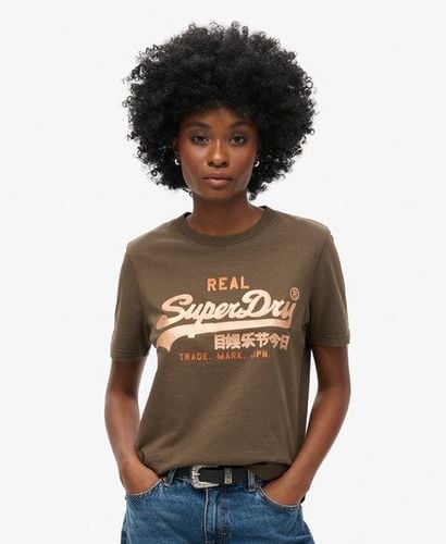 Women's Embellished VL Graphic T Shirt Brown / Deep Khaki Green Slub - Size: 10 - Superdry - Modalova