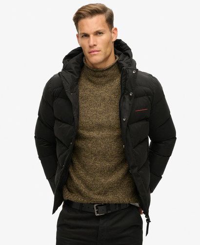 Men's Classic Hooded Microfibre Sports Puffer Jacket, Black, Size: M - Superdry - Modalova