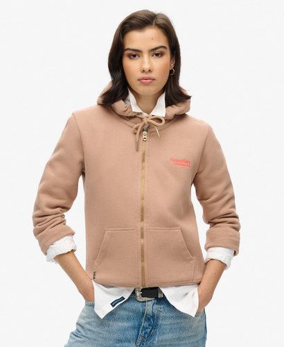 Women's Essential Logo Zip Hoodie Cream / Winter Taupe - Size: 10 - Superdry - Modalova