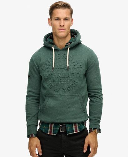 Men's Embossed Logo Graphic Hoodie Green / Buck Green Marl - Size: S - Superdry - Modalova