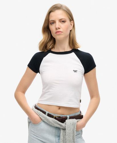 Women's Cropped Baseball Baby T-Shirt White / Optic/black - Size: 6 - Superdry - Modalova