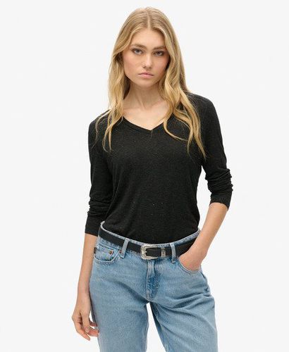 Damen Langärmeliges Jersey-Oberteil mit V-Ausschnitt - Größe: 34 - Superdry - Modalova