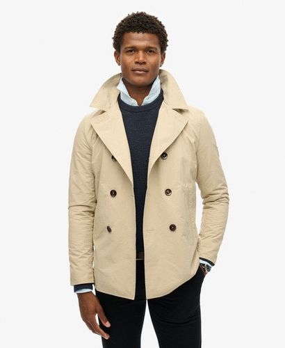 Mens Lightweight The Merchant Store Twill Pea Coat, Beige, Size: L - Superdry - Modalova