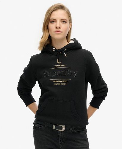 Women's Luxe Metallic Logo Hoodie Black - Size: 12 - Superdry - Modalova