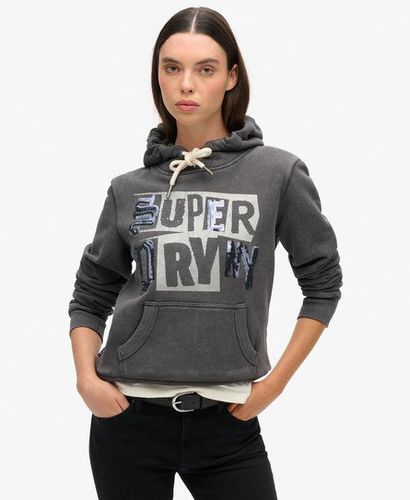 Women's Embellished Punk Graphic Hoodie Black / Blackboard - Size: 10 - Superdry - Modalova