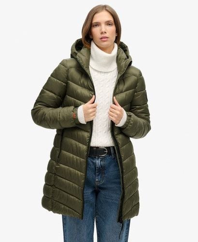 Women's Hooded Fuji Mid Padded Jacket Green / Dusty Olive Green - Size: 10 - Superdry - Modalova