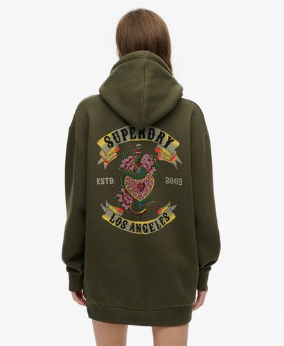 Women's Tattoo Rhinestone Hoodie Dress Khaki / Army Khaki - Size: 10-12 - Superdry - Modalova