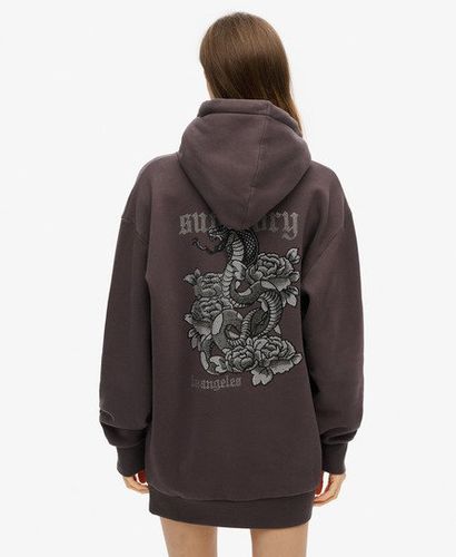 Women's Tattoo Rhinestone Hoodie Dress Black / Carbon Black - Size: 14-16 - Superdry - Modalova