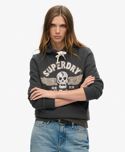 Women's Embellished Poster Graphic Hoodie Black/White / Washed Black - Size: 10 - Superdry - Modalova