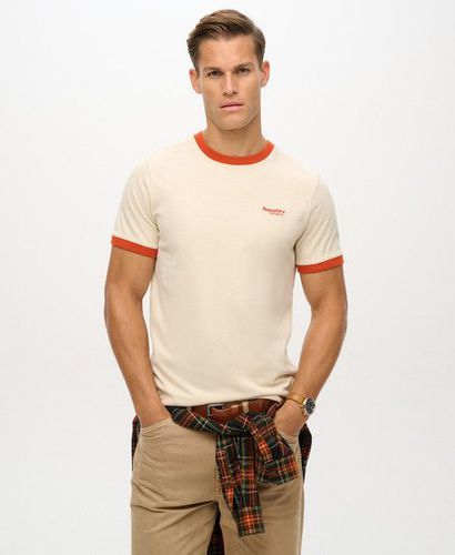 Men's Essential Logo Ringer T-Shirt Beige / Oatmeal/Denim Co Rust - Size: L - Superdry - Modalova