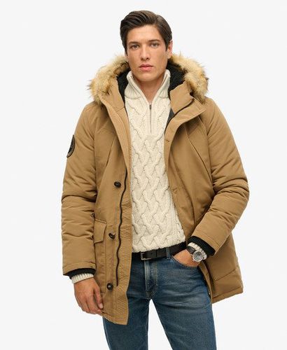 Men's Everest Faux Fur Hooded Parka Coat Brown / Sandstone Brown - Size: M - Superdry - Modalova