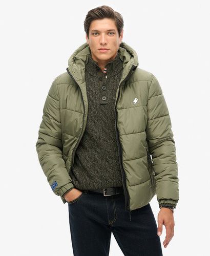 Men's Hooded Sports Puffer Jacket Green / Dusty Olive Green - Size: M - Superdry - Modalova