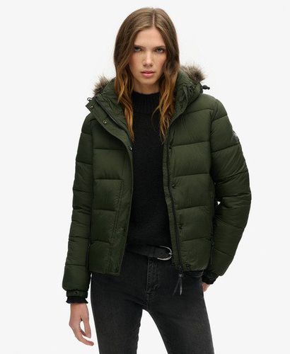 Women's Hooded Mid Layer Short Jacket Green / Surplus Goods Olive - Size: 12 - Superdry - Modalova