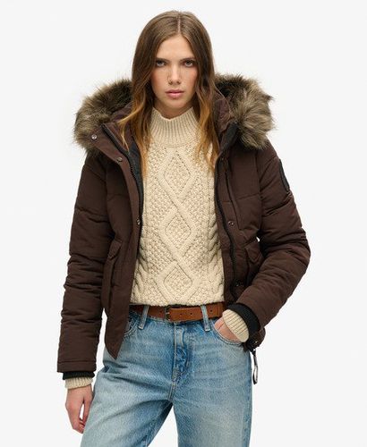 Women's Hooded Everest Puffer Bomber Jacket Brown / Java Brown - Size: 12 - Superdry - Modalova