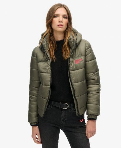 Women's Sports Puffer Bomber Jacket Green / Dusty Olive - Size: 10 - Superdry - Modalova