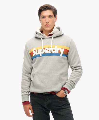 Men's Retro Stripe Logo Hoodie Grey / Grey Marl - Size: L - Superdry - Modalova