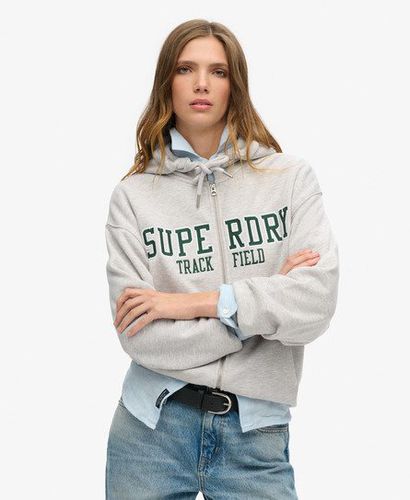 Women's College Logo Boyfriend Zip Hoodie Grey / Cadet Grey Marl - Size: 16 - Superdry - Modalova