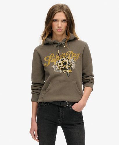 Women's Tattoo Script Graphic Hoodie Dark Grey / Dusky Slate Grey - Size: 10 - Superdry - Modalova